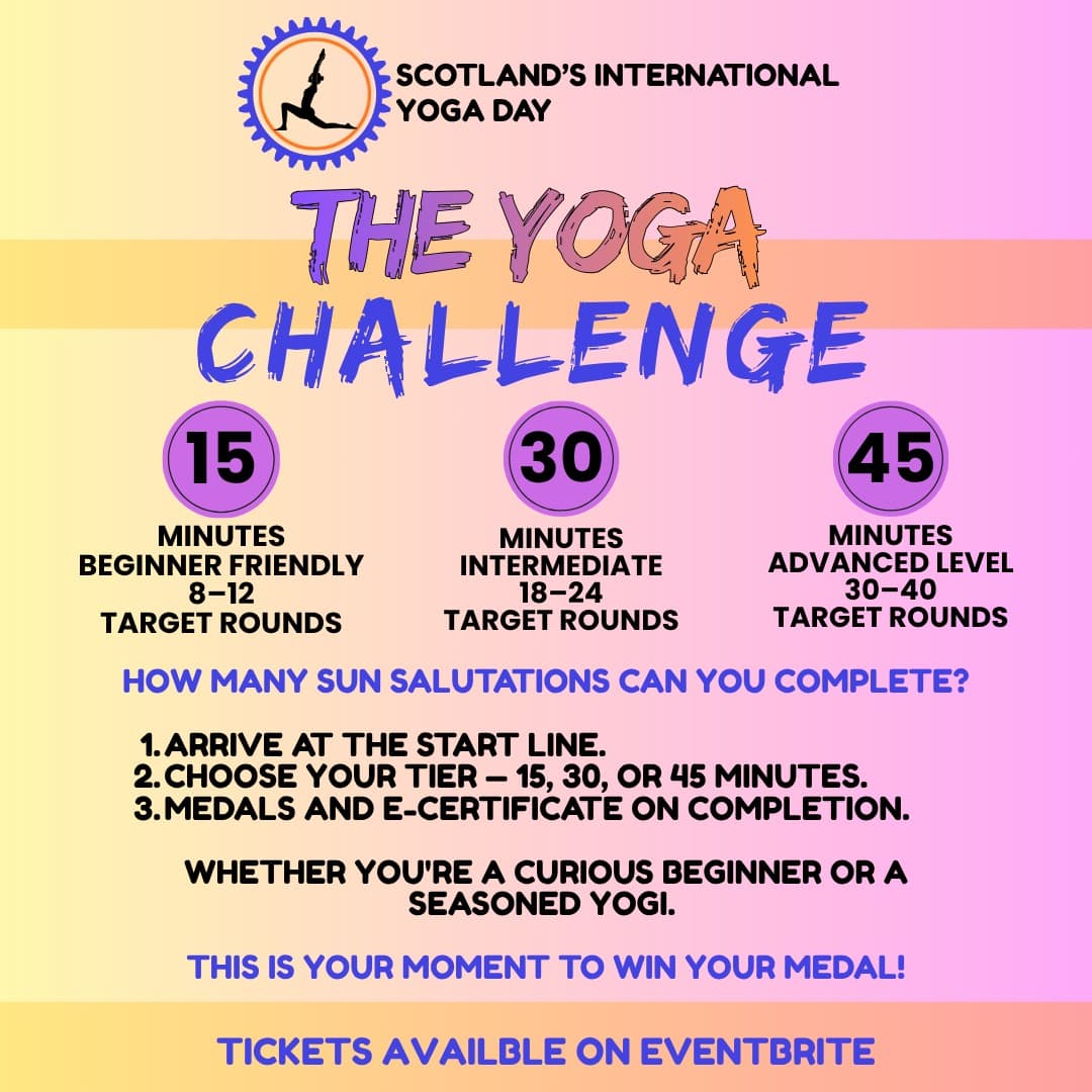 Scotland Yoga Day Challenge — participants taking part in the sun salutation challenge