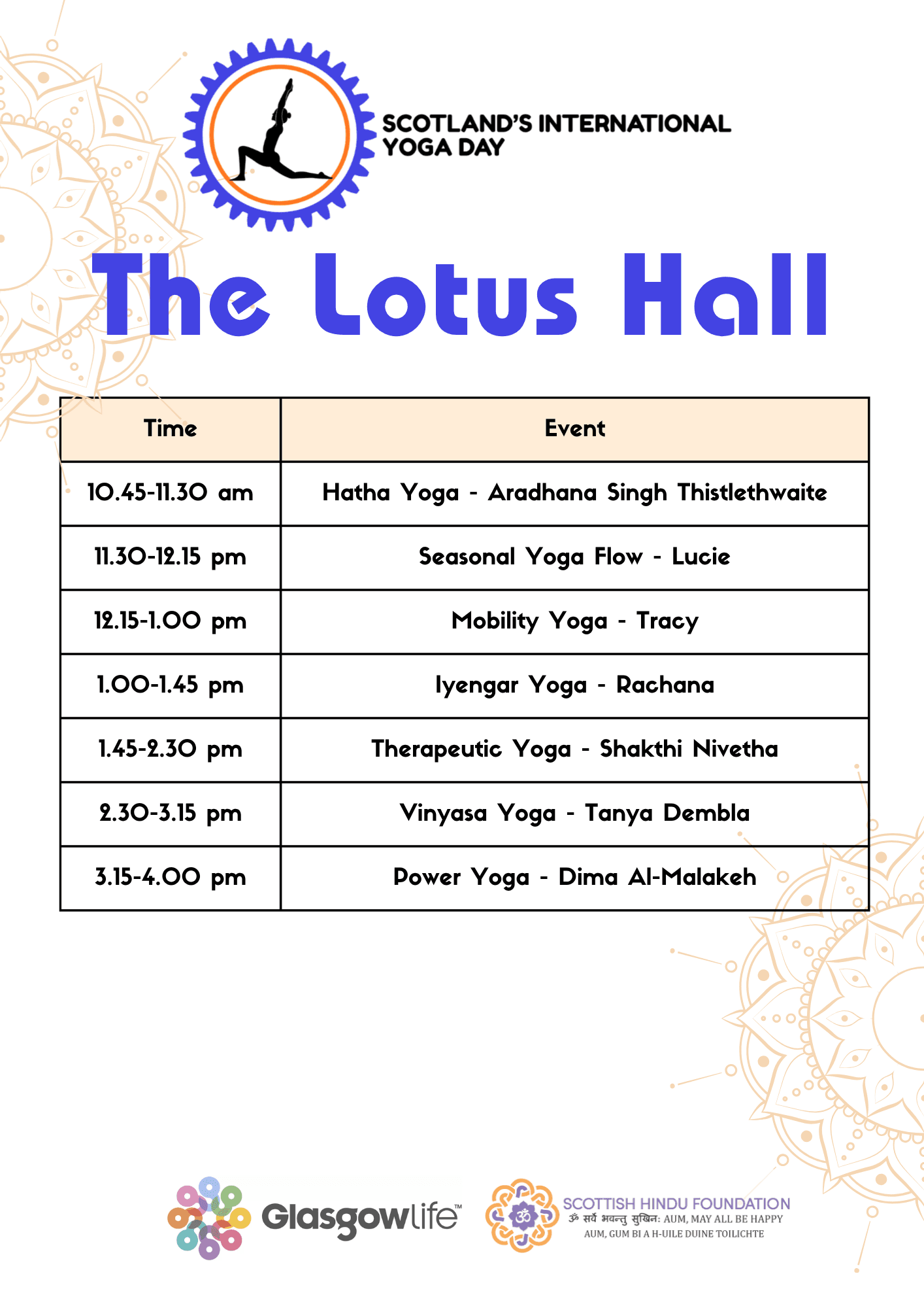 Programme order — The Lotus Hall
